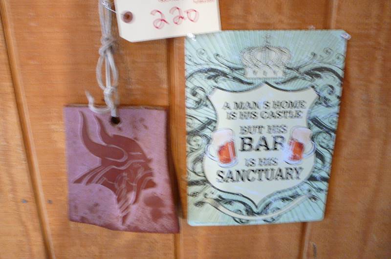 lot 220 image: Tin Sign, & Etched Viking