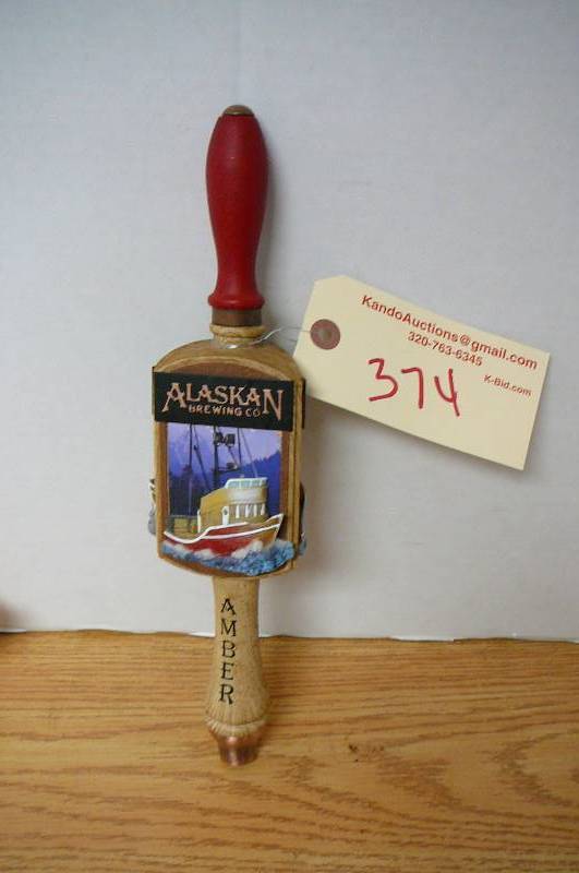 lot 374 image: Tap Handles Amber Alaskan Brewing