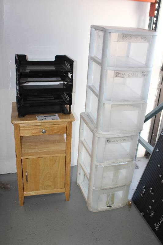 lot 62 image: Lot of (4) Office Storage Cabinet, Trays, Bins