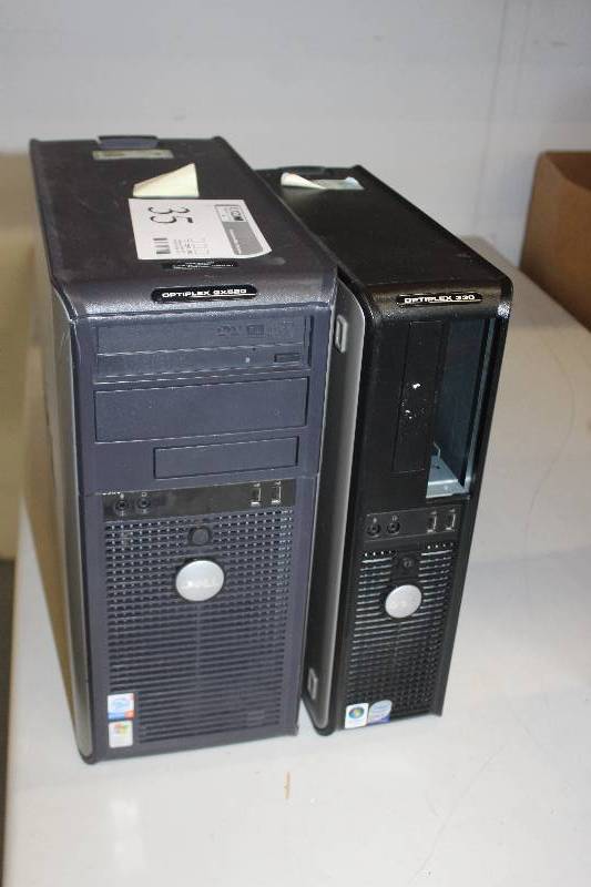 lot 35 image: Lot of (2) Dell Computer Desktop Includes 1) Optiplex GX520 AND 1) Optiplex 330