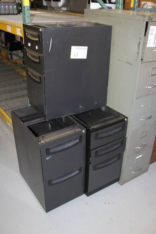 lot 53 image: Lot of (3) 2-Drawer Metal Personal File Cabinets