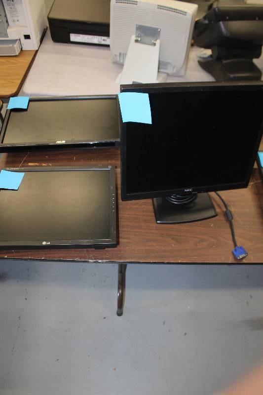 lot 16 image: Lot of (3) Computer Monitors Includes Asus, LG Flatron L1718S, NEC LCD19V
