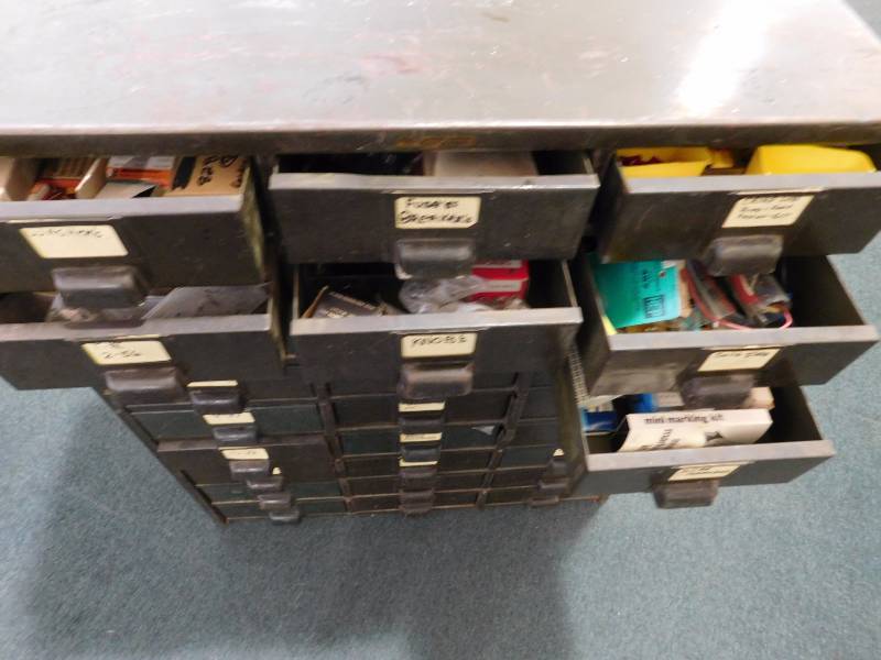 lot 1 image: Hobart Cabinet Co. Metal Storage Unit w contents