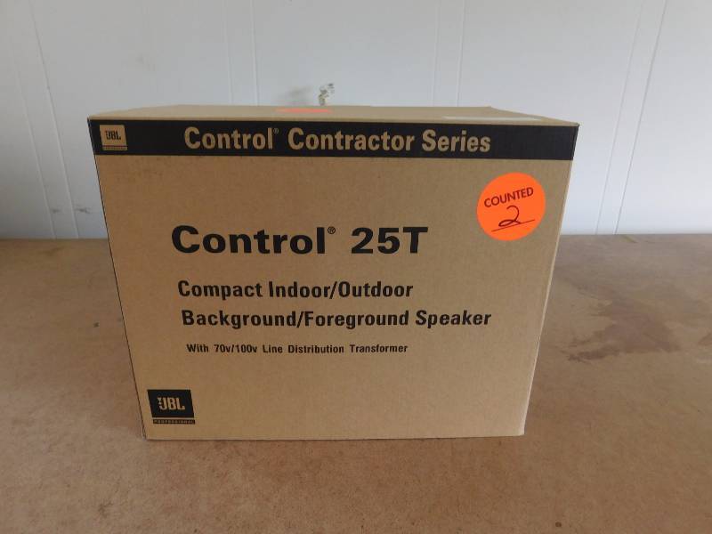 lot 46 image: NEW 2 JBL Control 25T IndoorOutdoor Speakers