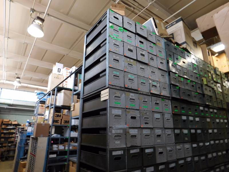 lot 56 image: Metal Shelving 5 drawers x 5 drawers (approx. 48 x 48 x 32.5)