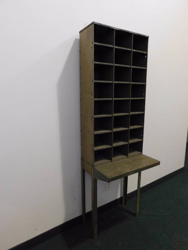 Vintage Mail Sorter (approx. 23.5" x 74.5" x 18.25") 24 Bins AEI