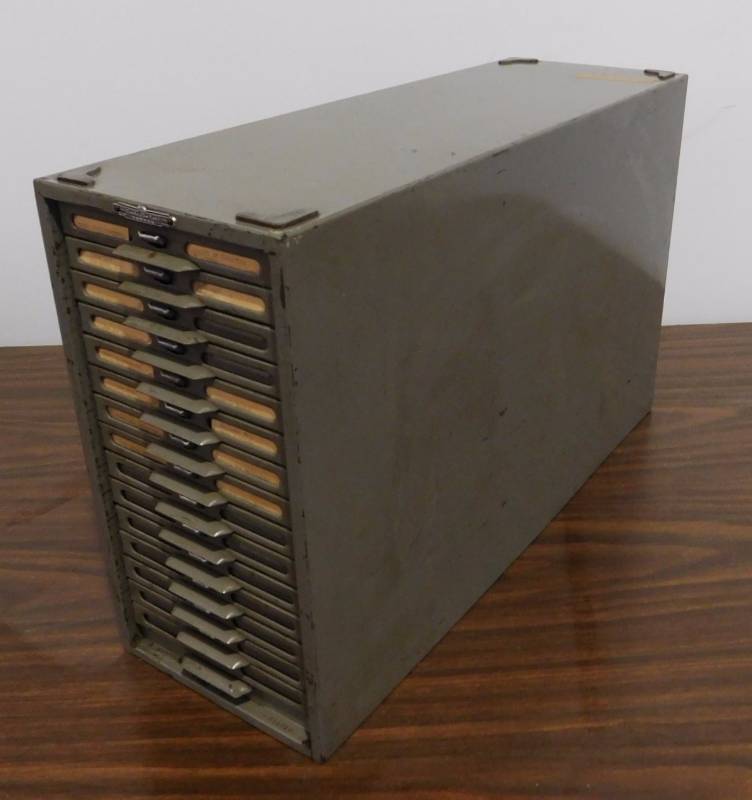 lot 65 image: Vintage Industrial Cabinet By Remmington Rand Kardex, NA100319 (approx. 8 x 15 x 24)