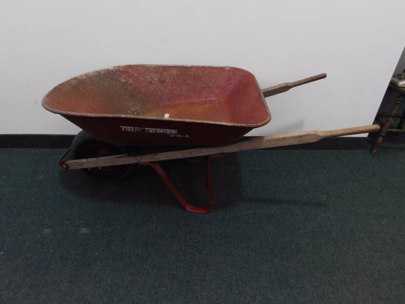 lot 100 image: Wheelbarrow of Garage Items