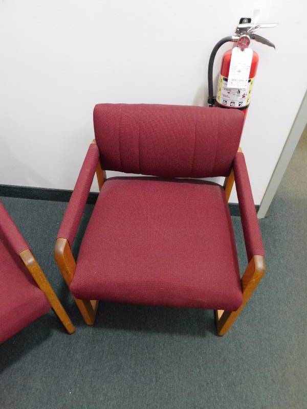 lot 134 image: 3 Maroon Reception Chairs