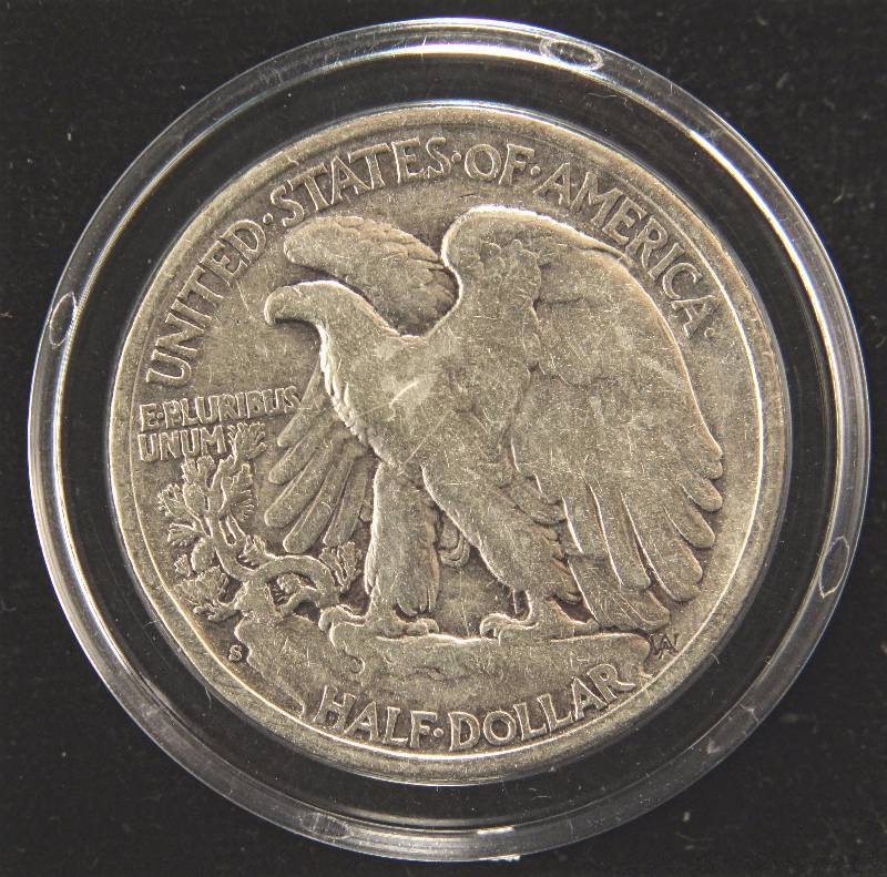 1943-S WALKING LIBERTY SILVER HALF DOLLAR IN AIRTITE HOLDER