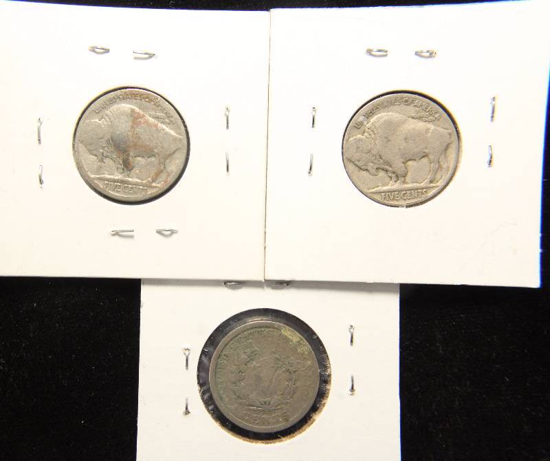 GROUP OF 3 NICKELS 1912 V, 1920 & 1925 BUFFALO