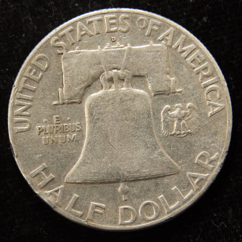 1948-D FRANKLIN SILVER HALF DOLLAR VF