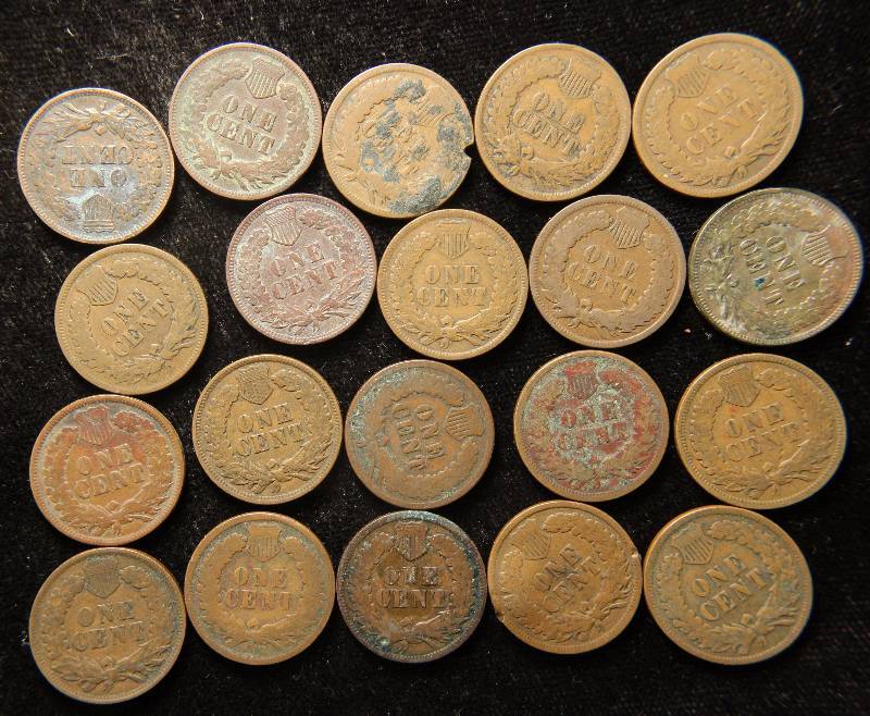 GROUP OF 20 MIXED DATE INDIAN HEAD CENTS