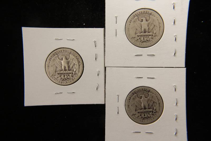 GROUP OF 3 SILVER WASHINGTON QUARTERS 1935, 1936 & 1940-S