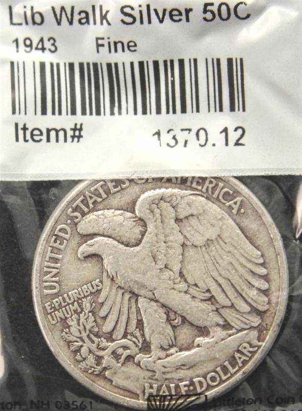 1943 WALKING LIBERTY HALF DOLLAR FINE IN LITTLETON PKG