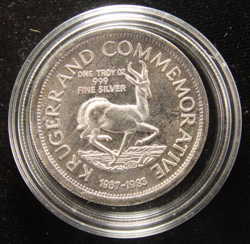1 TROY OZ. .999 FINE SILVER KRUGERRAND COMMEMORATIVE IN AIRTITE HOLDER