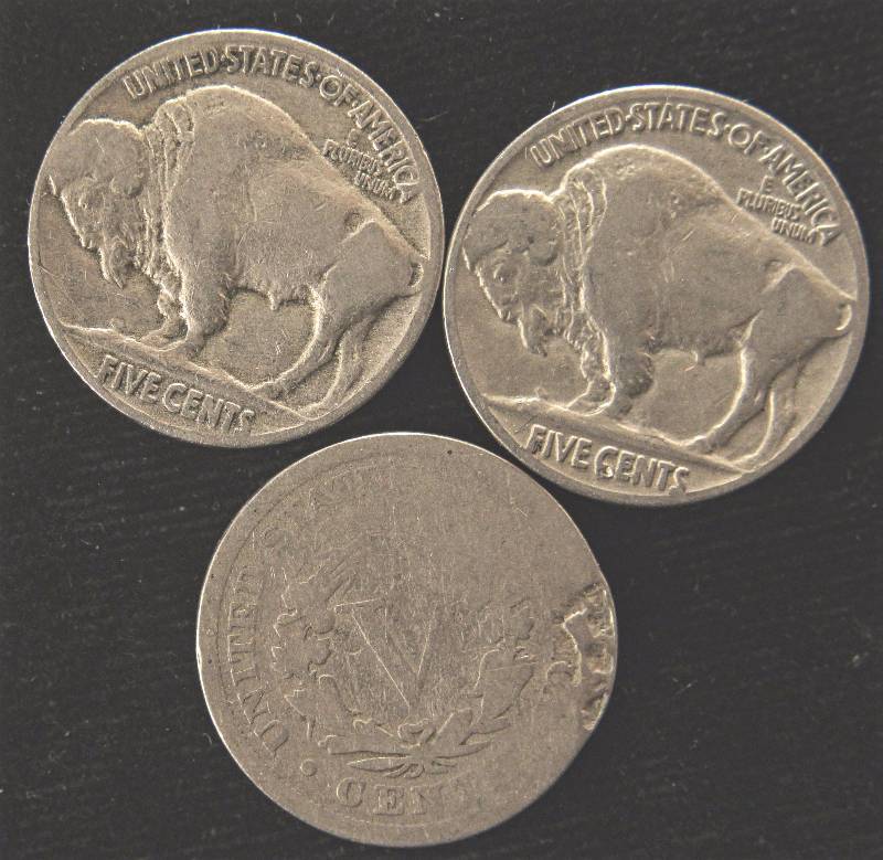 GROUP OF 3 NICKELS 1898 V, 1927 & 1936 BUFFALO
