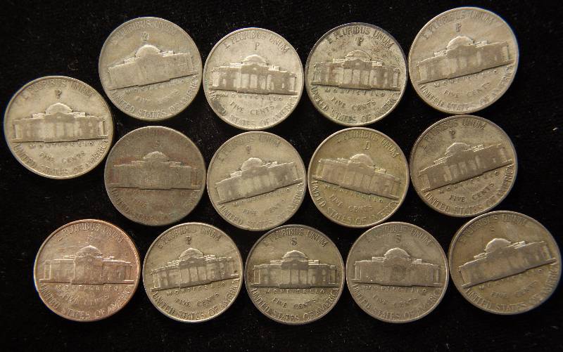 GROUP OF 14 WAR TIME WWII SILVER WAR NICKELS 35% SILVER