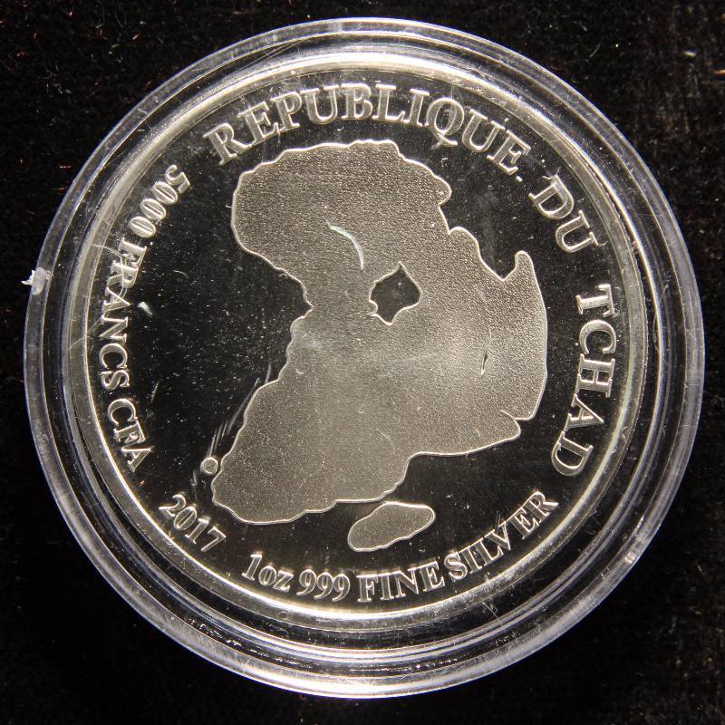 2017 REPUBLIC OF CHAD AFRICAN LION 1 TROY OZ. .999 FINE SILVER IN AIRTITE