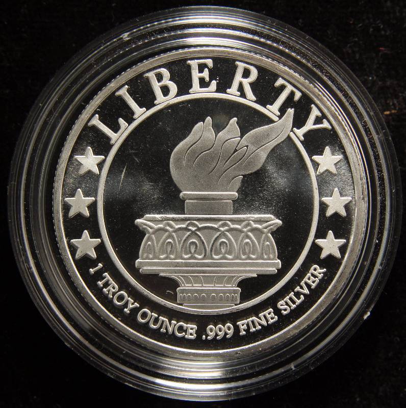 1 TROY OZ. .999 FINE SILVER LIBERTY ROUND IN AIRTITE HOLDER
