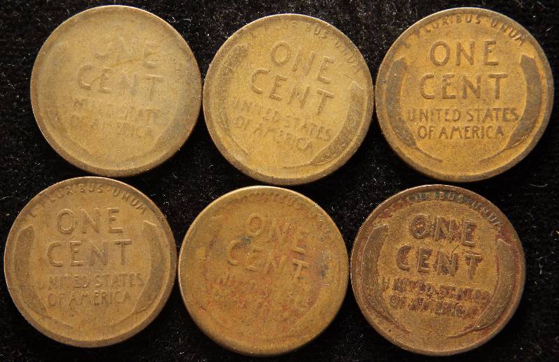 GROUP OF 6 WHEAT CENTS 1919, 1919D, 1919S, 1920, 1920D, 1920S
