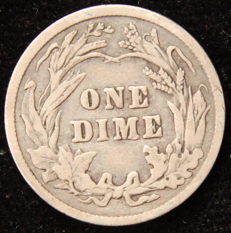 1916 BARBER SILVER DIME VF
