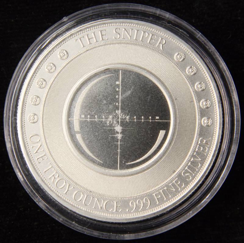 1 TROY OZ. .999 FINE SILVER THE SNIPER ROUND IN AIRTIGHT