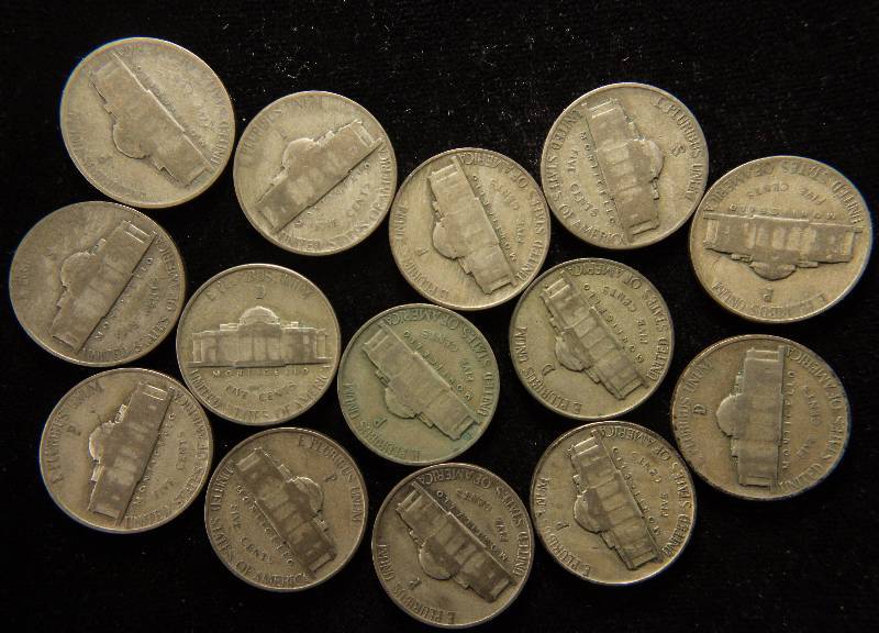 GROUP OF 14 WAR TIME WWII SILVER WAR NICKELS 35% SILVER