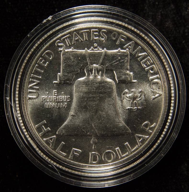 1960-D FRANKLIN SILVER HALF DOLLAR BU UNC IN AIRTITE