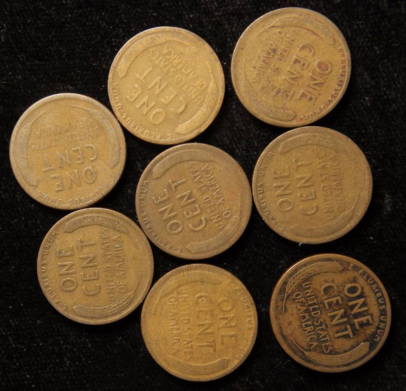 GROUP OF 8  WHEAT CENTS - 1916 PS, 1917 PDS & 1918 PDS