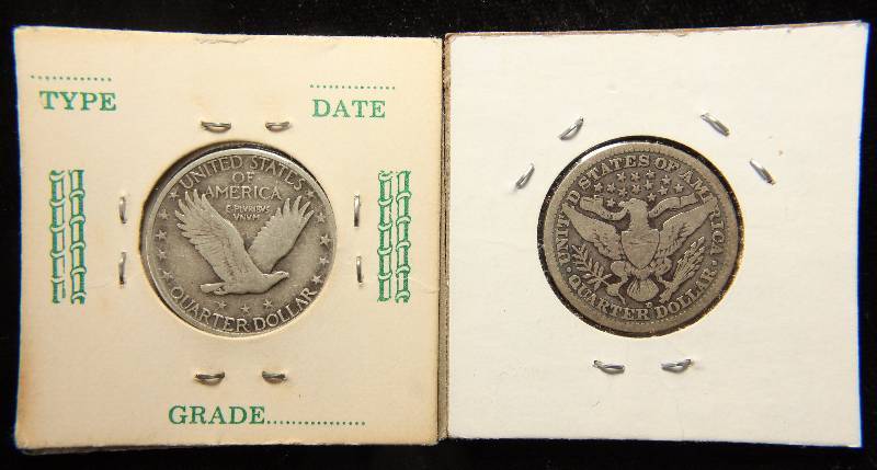 GROUP OF 2 QUARTERS 1914 D BARBER & 1930 S STANDING LIBERTY