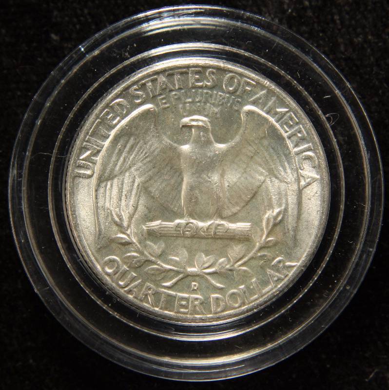 1959 D WASHINGTON SILVER QUARTER UNC IN AIRTIGHT