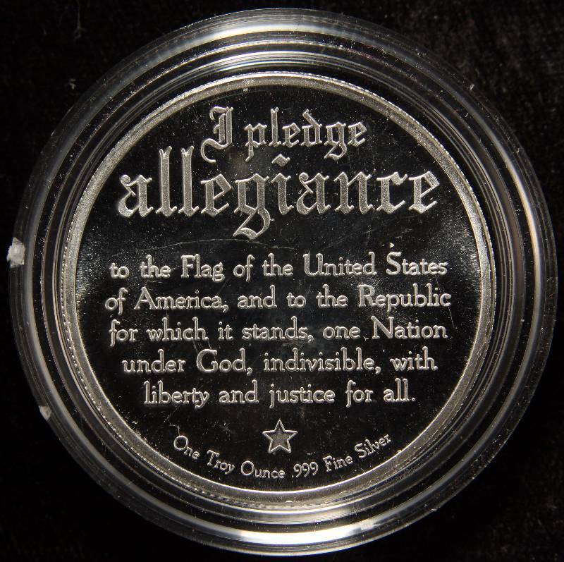 1 TROY OZ. .999 FINE SILVER PLEDGE OF ALLEGIANCE IN AIRTITE