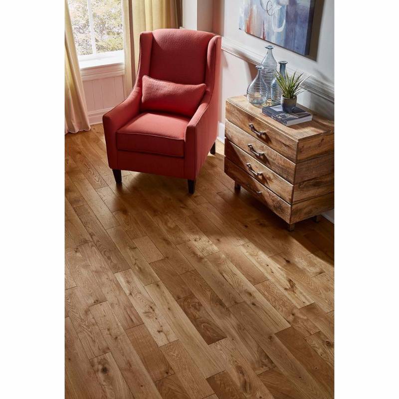 HIGH END FLOORING - French Oak Nougat 58 in. Thick x 4-34 in. Wide x Varying Length Click Solid Hardwood Flooring (31 sq. ft.  2 case)