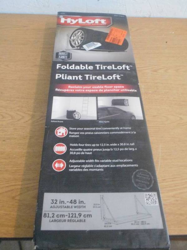 HyLoft 48 in. W Adjustable Folding Garage Wall Tire Rack