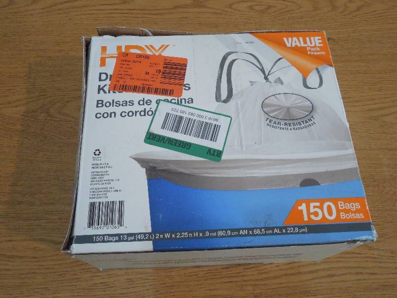 HDX 13 Gal. Kitchen Drawstring White Trash Bag (150 Count)