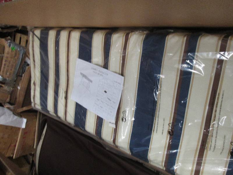 Striped Lawn Swing open box, missin...