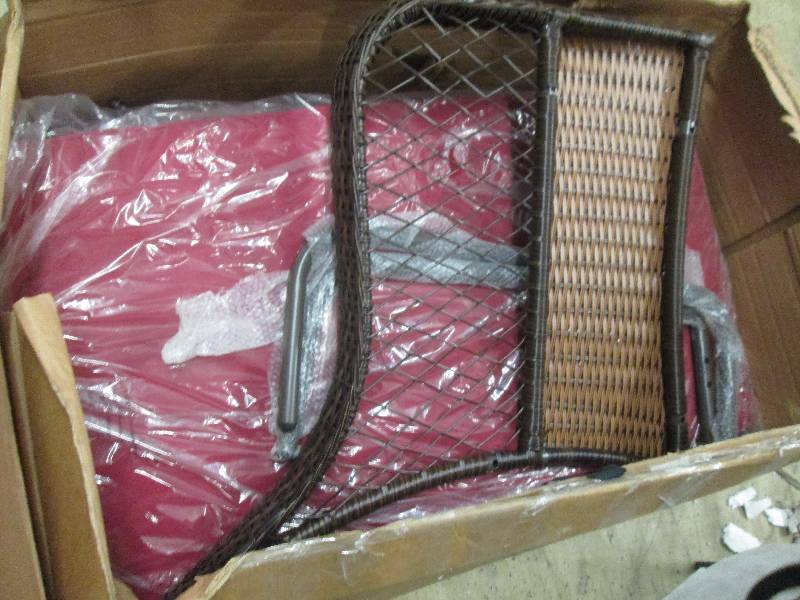 Resin Wicker Glider Loveseat open b...