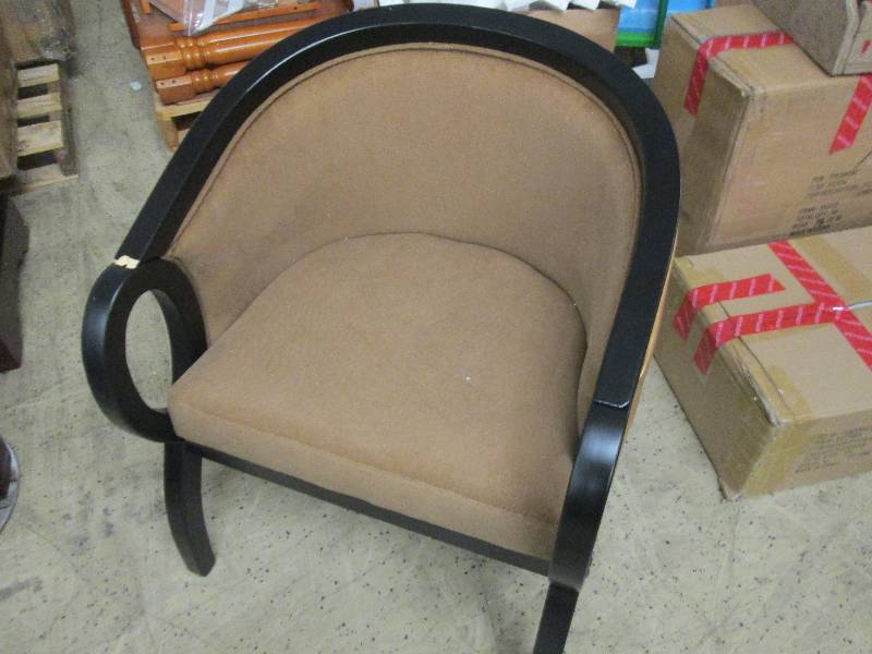 TanBlack Accent Chair, damage on t...