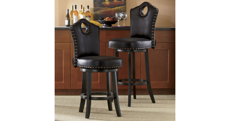 Lot of 2 Nailhead Swivel Stool open...