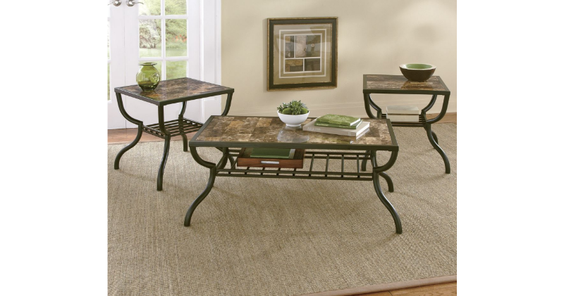 3-Piece Faux Marble Table Set open ...