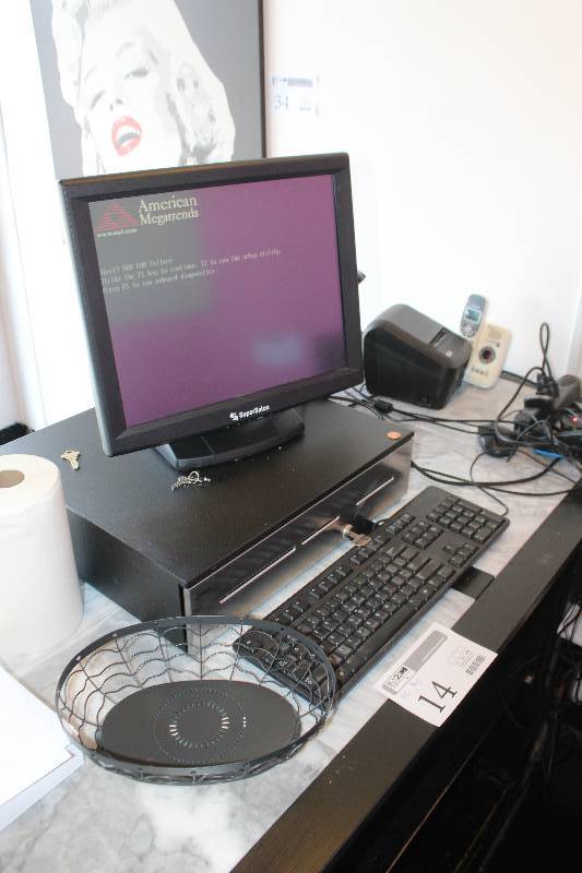 lot 14 image: Point-of-Sale Register System Includes Register, Monitor, Keyboard, Mouse, POS Reader, Keys