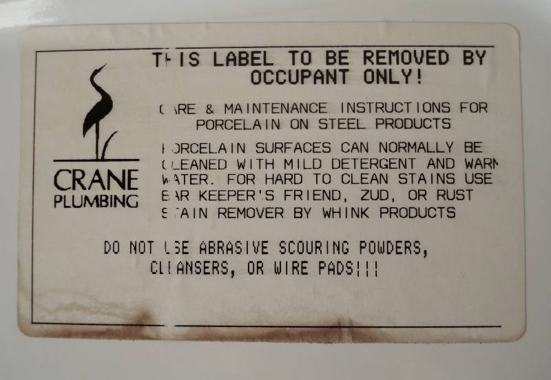 lot 11 image: Crane Porcelain On Steel, Two Basin, White Above Counter Sink