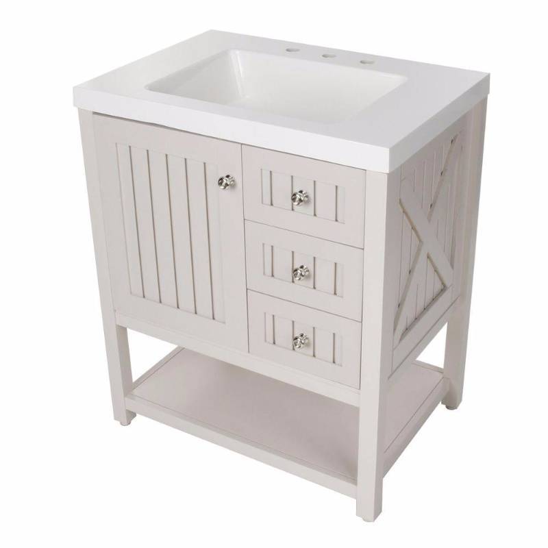 Martha Stewart Seal Harbor 30.25 in. Vanity in Sharkey Gray with Vanity Top in White not used