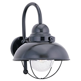 Sea Gull Lighting 8870-12 Outdoor One-Light Wall Lantern, Black Finish