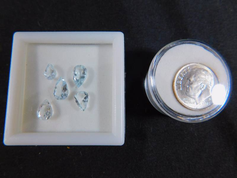 (5) Aquamarine Gemstones 2.45 cts Total
