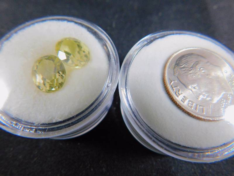 (2) Light Green-Yellow Gemstones 4.2 cts Total