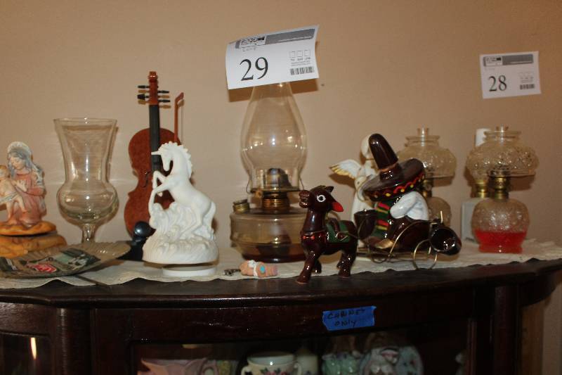 lot 30 image: Top Shelf Contents Includes Horse Statue, Figurines