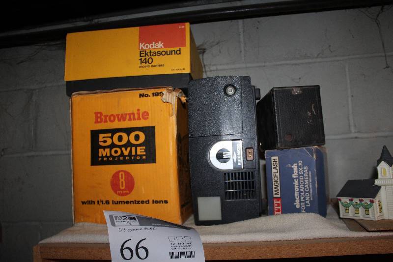 lot 66 image: Vintage Kodak Film Equipment Includes Kodak Ektasound 140 Movie Camera, Brownie 500 Movie Camera, Rotomatic Slide Projector In Original Boxes