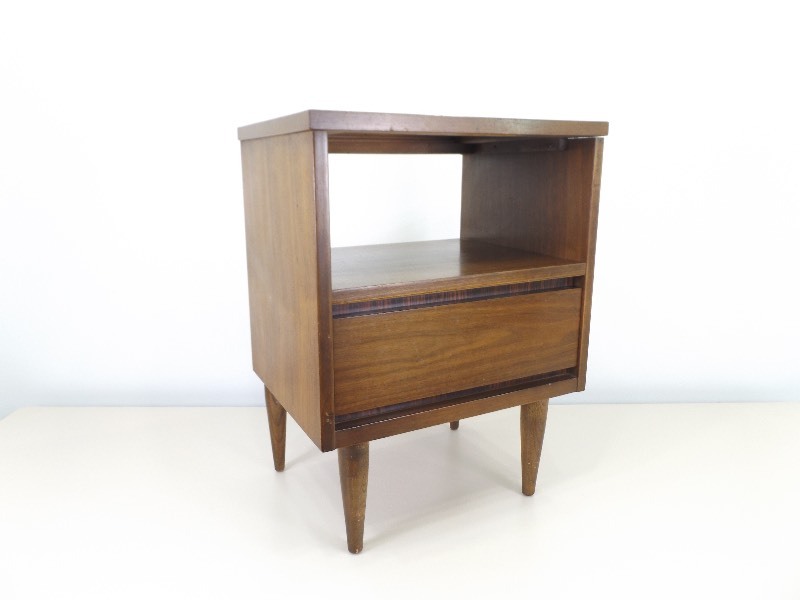 Small Mid Century Walnut Wood End Table